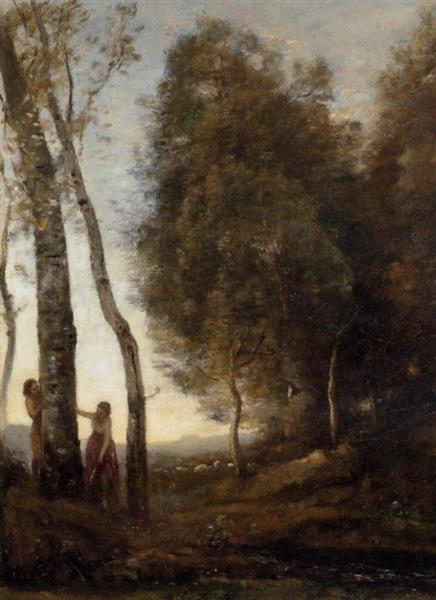 Shepherd and Shepherdess at Play, c.1868 - c.1870 - Camille Corot