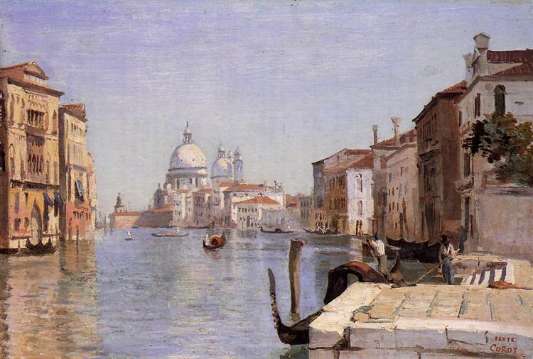 Venice -  View of Campo della Carita looking towards the Dome of the Salute, 1834 - Каміль Коро