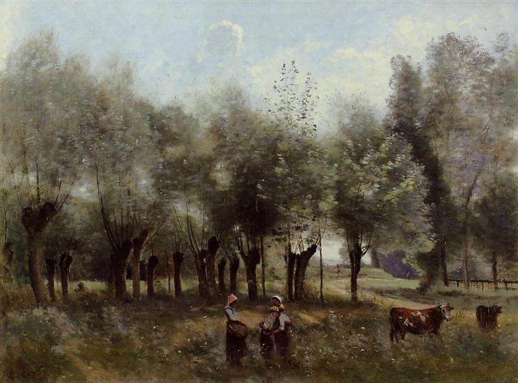 Женщины на поле с ивами, 1860 - 1865 - Камиль Коро
