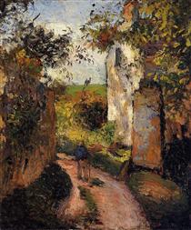 A Peasant in the Lane at Hermitage, Pontoise - 卡米耶·畢沙羅