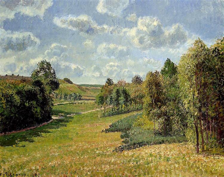 Berneval Meadows, Morning, 1900 - Камиль Писсарро