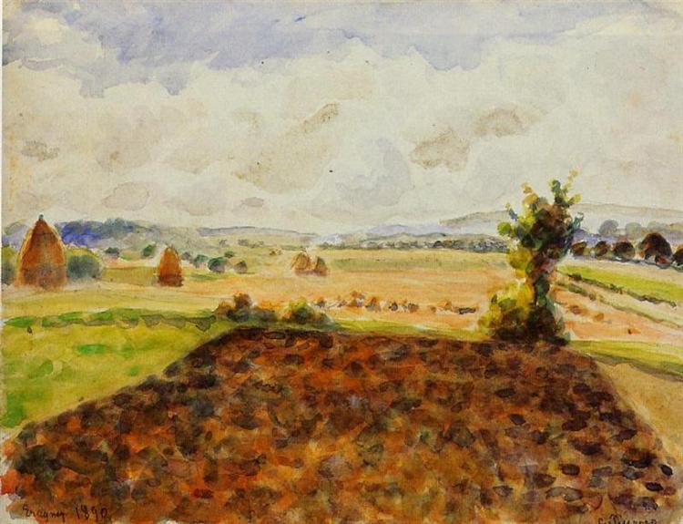 Landscape at Eragny, Clear Weather, 1890 - 卡米耶·畢沙羅