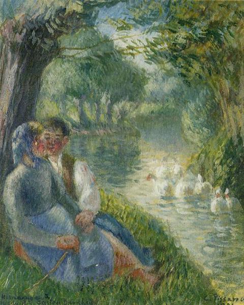 Lovers Seated at the Foot of a Willow Tree, 1901 - 卡米耶·畢沙羅