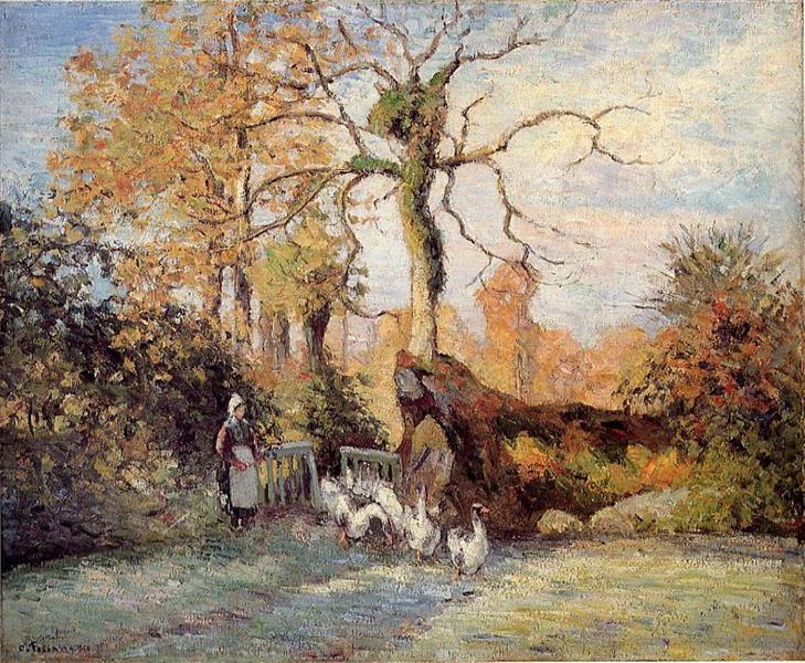 The Goose Girl at Montfoucault, White Frost, 1875 - Camille Pissarro