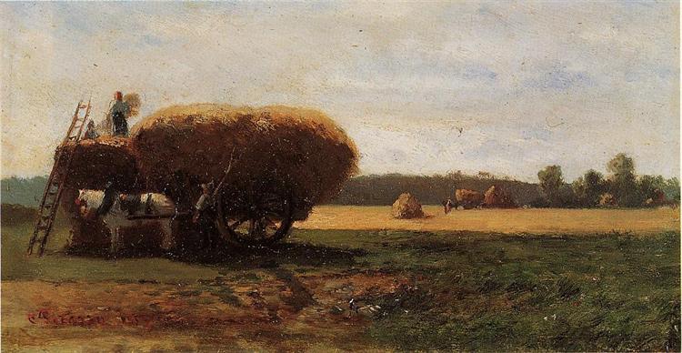 The Harvest, c.1857 - Camille Pissarro
