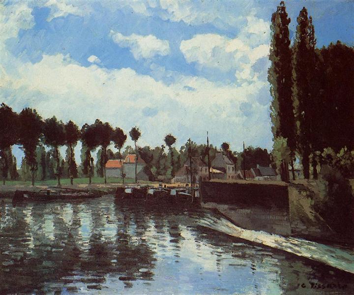 The Lock at Pontoise, c.1869 - Камиль Писсарро