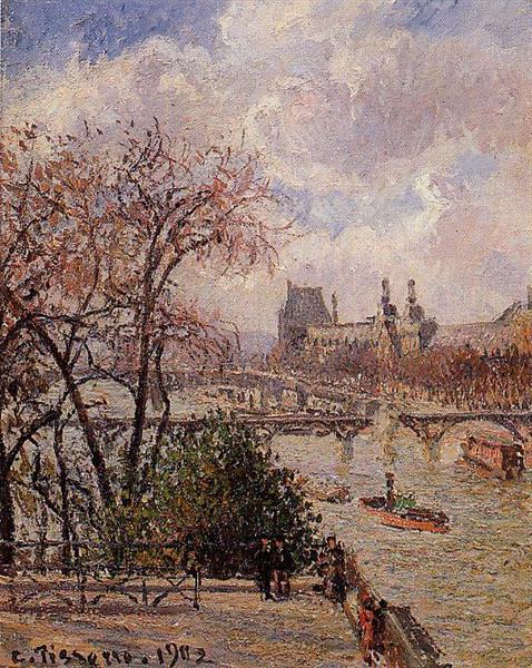 The Louvre, Gray Weather, Afternoon, 1902 - Каміль Піссарро