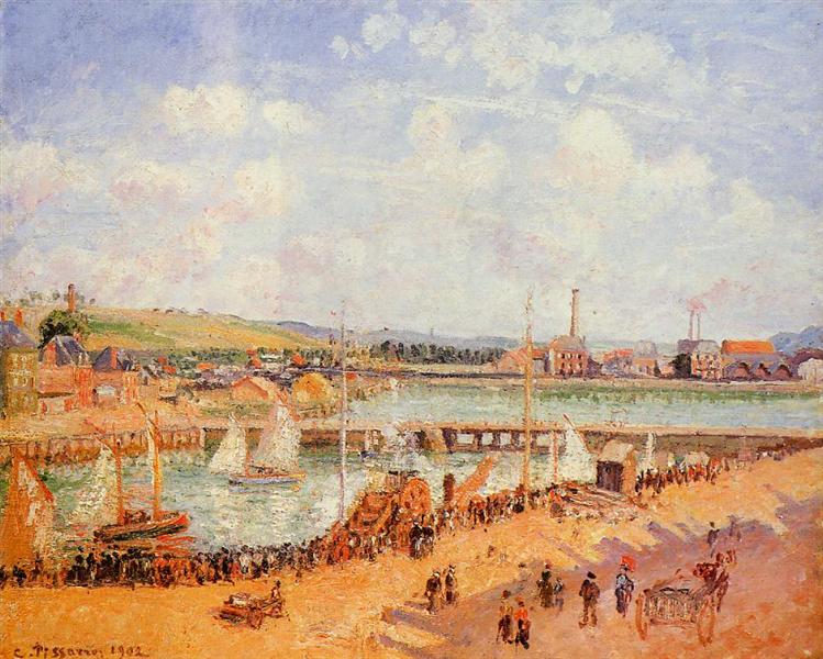 The Port of Dieppe, the Dunquesne and Berrigny Basins High Tide, Sunny Afternoon, 1902 - Camille Pissarro