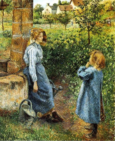 Young Woman and Child at the Well, 1882 - Camille Pissarro