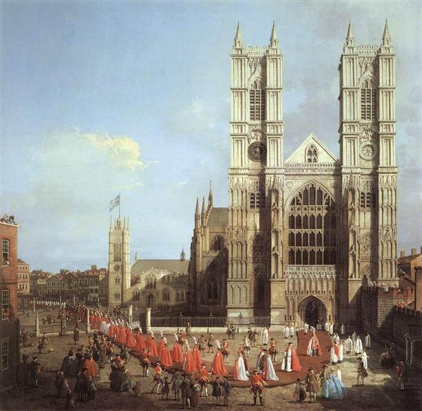 Westminster Abbey, with a Procession of Knights of the Bath, 1749 - 加纳莱托