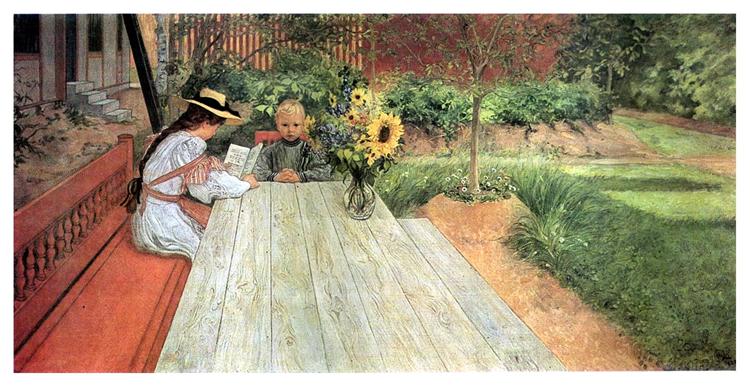 The first Lesson, 1903 - Carl Larsson