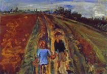 Two Children on a Road - Хайм Сутін