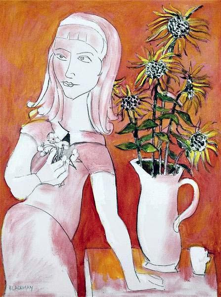 Girl with Sunflowers - Charles Blackman