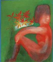 Nude and Flowers - Charles Blackman