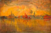 View of Venice from the Sea - Charles Cottet