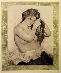 Nude Woman combing her Hair - Charles Maurin
