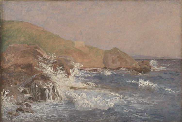 Rough Sea on a Rocky Coast, 1839 - Кристен Кёбке