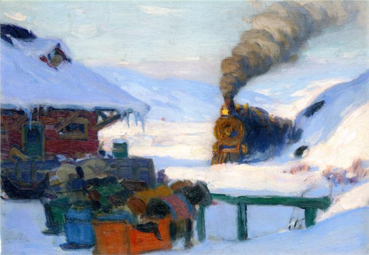 The Train, Baie-Saint-Paul, 1922 - Clarence Gagnon