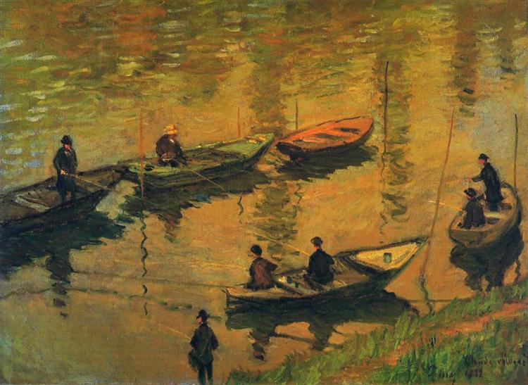 Anglers on the Seine at Poissy, 1882 - 莫內