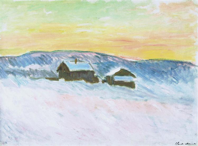 Пейзаж в Норвегии, синие дома, 1895 - Клод Моне