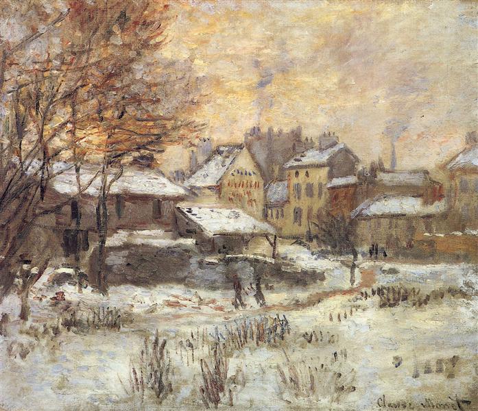 Снежный эффект с заходящим солнцем, 1875 - Клод Моне