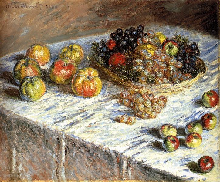 Still Life with  Apples And Grapes, 1879 - 莫內
