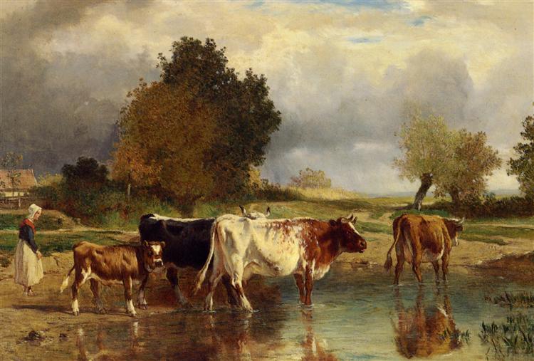 Calf cows at the marl - Констан Труайон