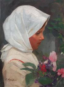 Girl With Flowers - Constantin Artachino