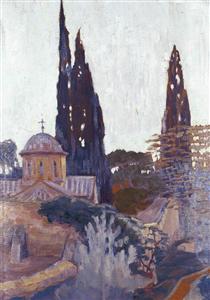 Church with Cypress - Konstantinos Maleas