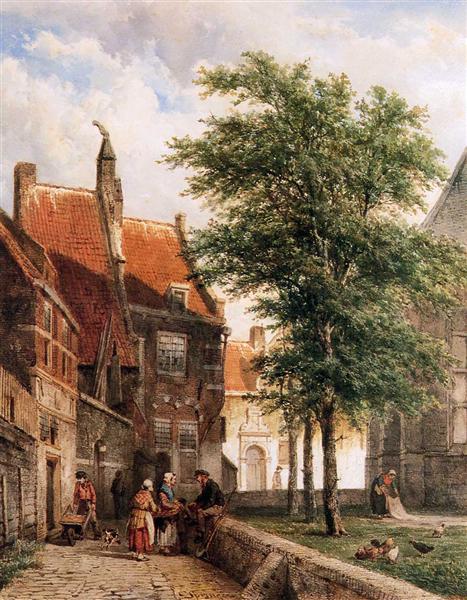 View behind the Grote Kerk in Naarden - Cornelis Springer