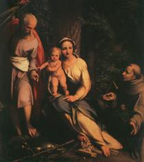 The Rest on the Flight to Egypt with Saint Francis - Антоніо да Корреджо