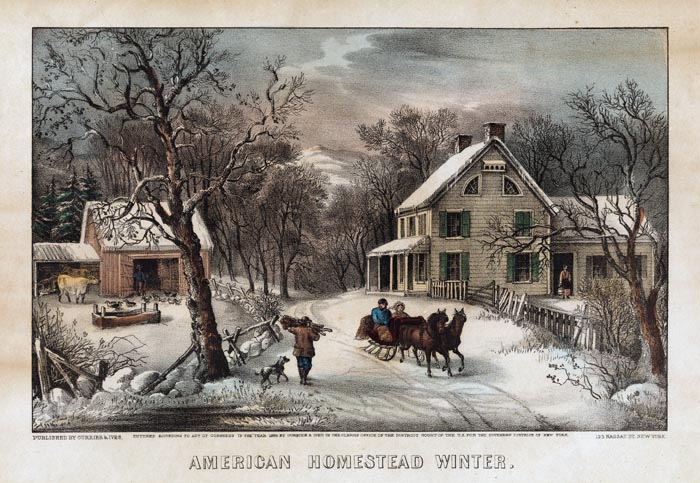 American Homestead Winter, 1869 - Куррье и Айвз