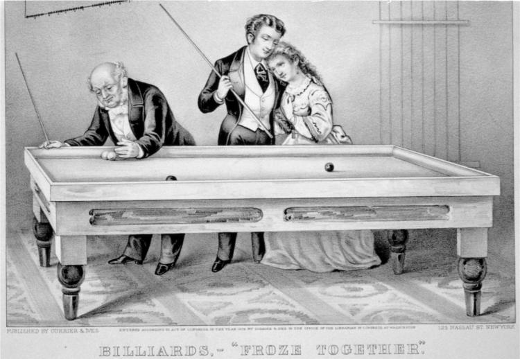 Billiards. Froze together, 1874 - Currier and Ives