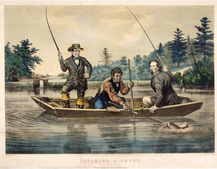 Catching a Trout, 1854 - Currier and Ives