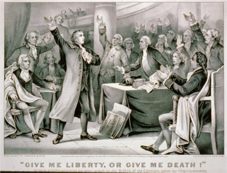 Patrick Henry speaking before the Virginia Assembly, 1876 - Currier & Ives