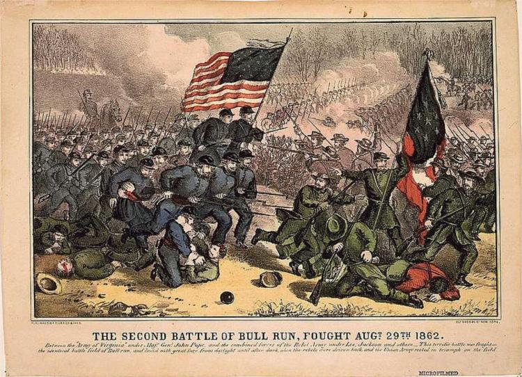 The second battle of Bull Run, fought Augt. 29th 1862, 1862 - Currier and Ives