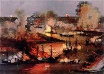 The Splendid Naval Triumph on the Mississippi, April 24th, 1862 - Куррье и Айвз