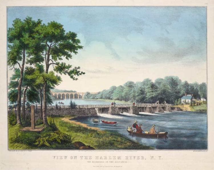 View on the Harlem River, 1852 - Куррье и Айвз