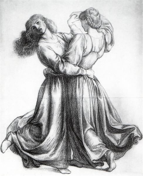 The Bower Meadow Study (Study of Dancing Girls), 1872 - Данте Габриэль Россетти