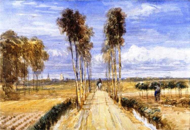 The Poplar Avenue, after Hobbema, 1835 - Девід Кокс