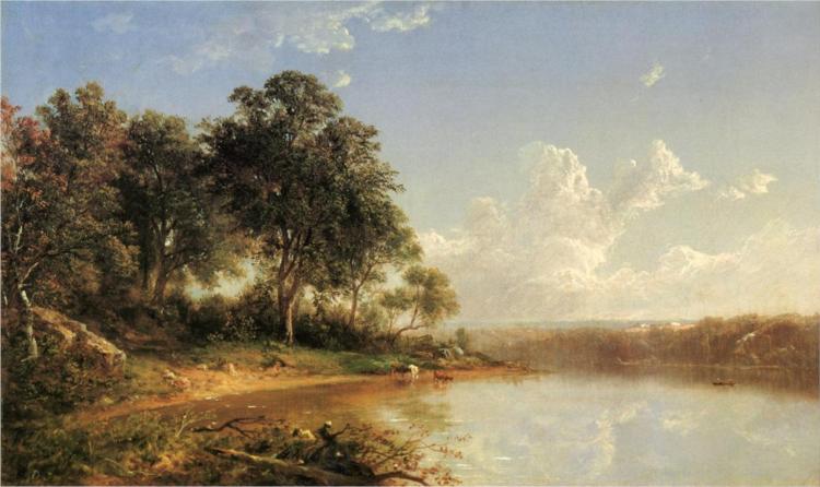 Afternoon along the Banks of a River, 1862 - Дэвид Джонсон