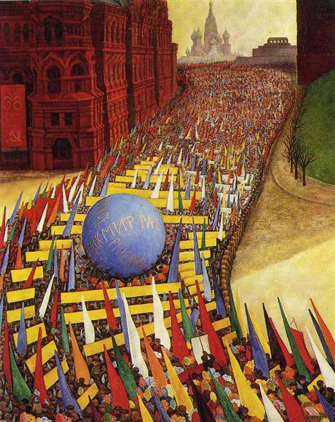 May Day Procession in Moscow, 1956 - Diego Rivera