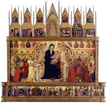Madonna and Child on a Throne (front side of altarpiece) - Duccio di Buoninsegna