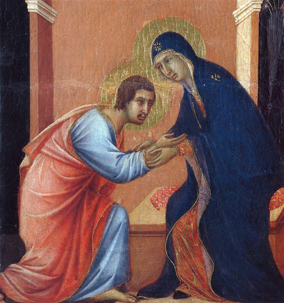 The arrival of the apostles to the Virgin (Fragment), 1308 - 1311 - Duccio di Buoninsegna