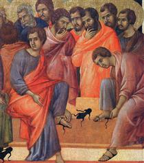Washing of feet (Fragment) - Duccio di Buoninsegna