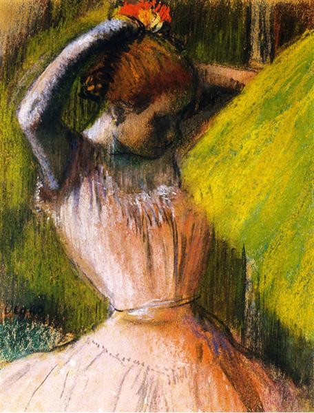 Dancer arranging her hair,   - Edgar Degas 