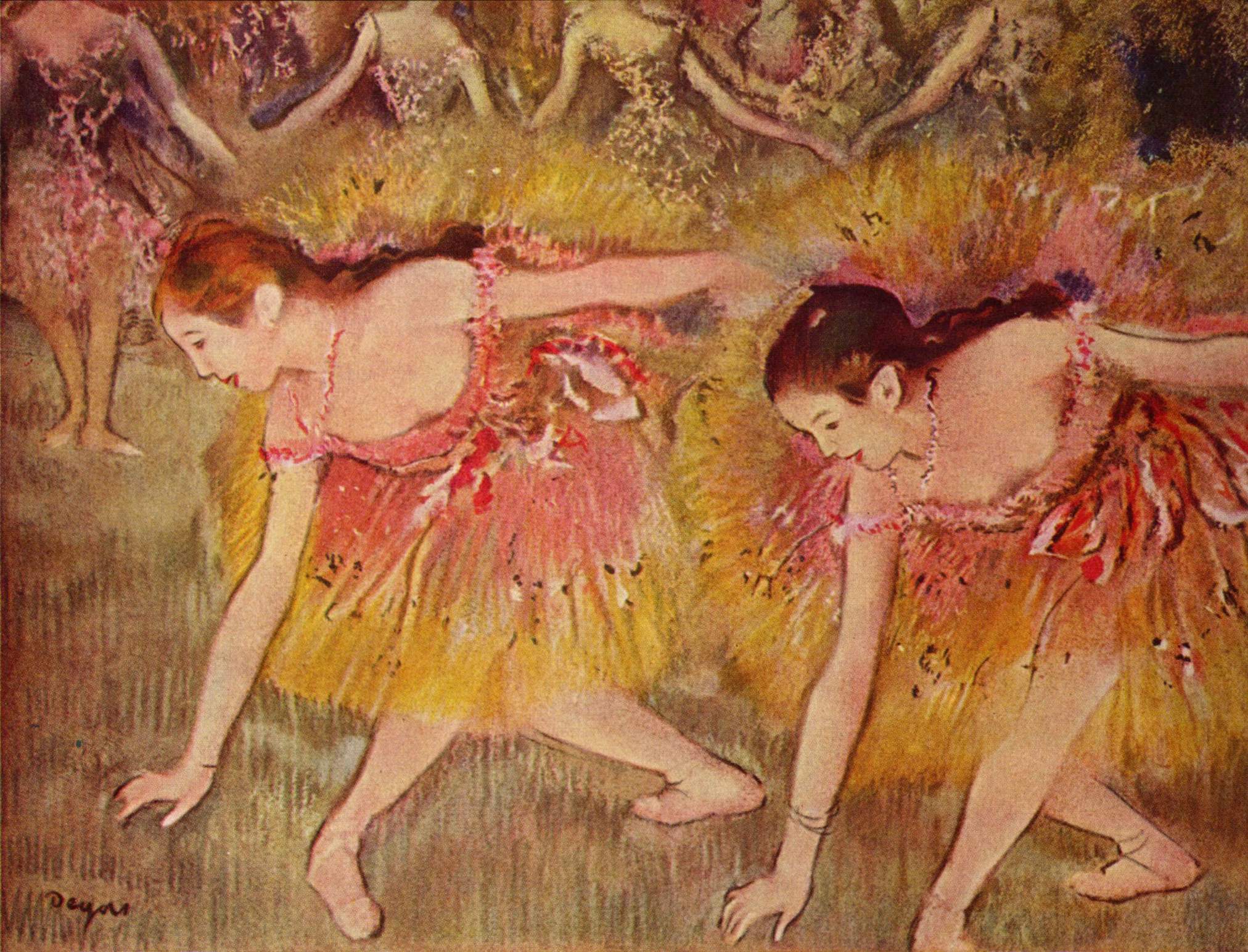 24 x 32 ArtWall Edgar Degass Dancers Bending Down 2 Piece Floater Framed Canvas Set