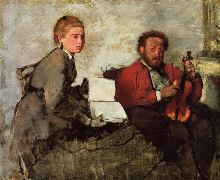 Violinist and Young Woman, c.1872 - Едґар Деґа