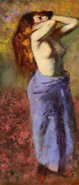 Woman in a Blue Dressing Gown, Torso Exposed, c.1887 - c.1890 - Edgar Degas