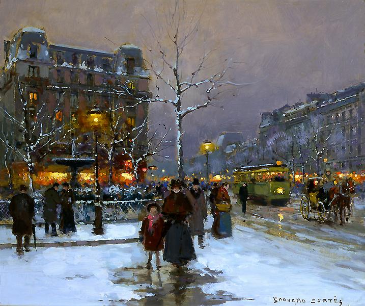 Place Pigalle, winter - Édouard Cortès